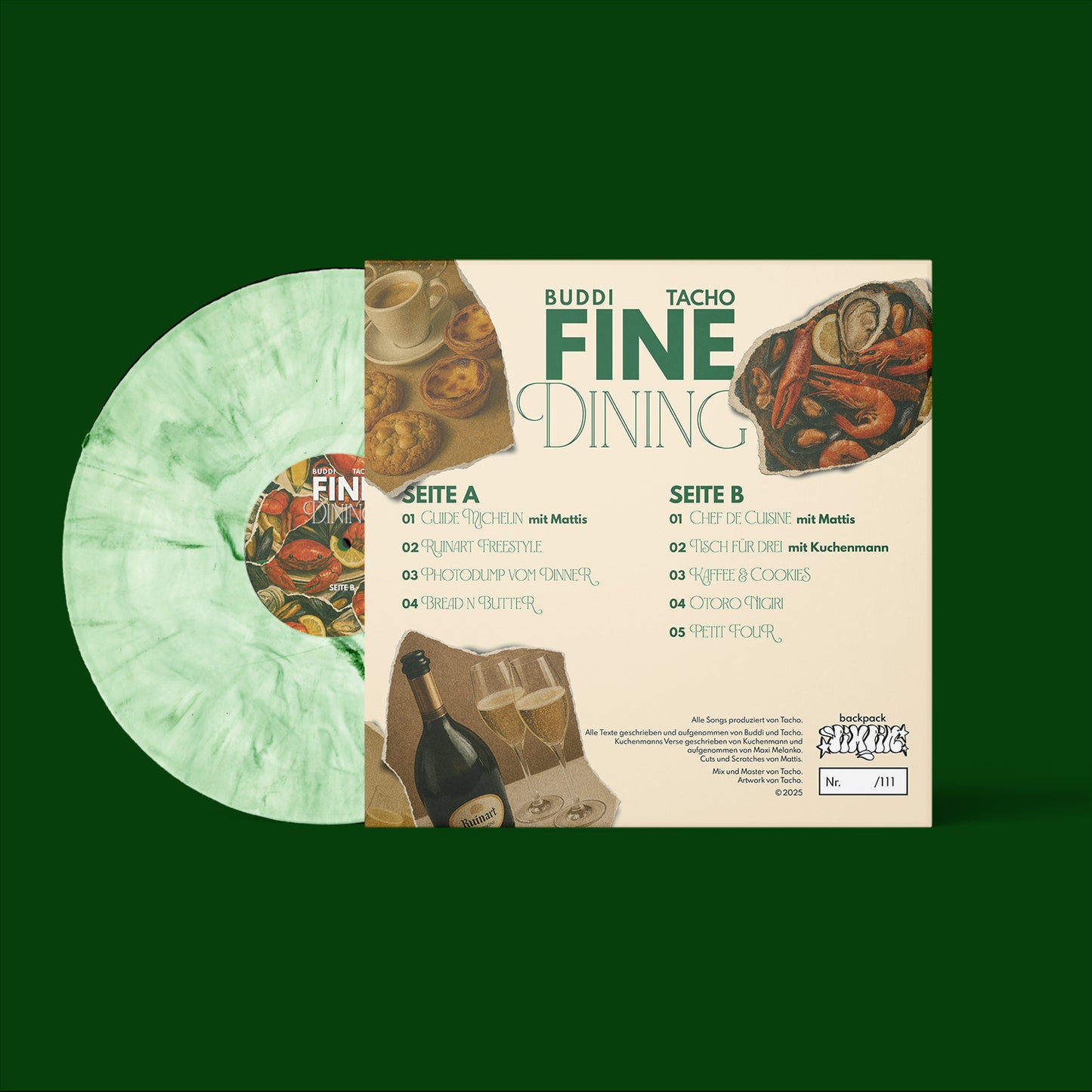 Buddi & Tacho - Fine Dining Green Marbled Vinyl